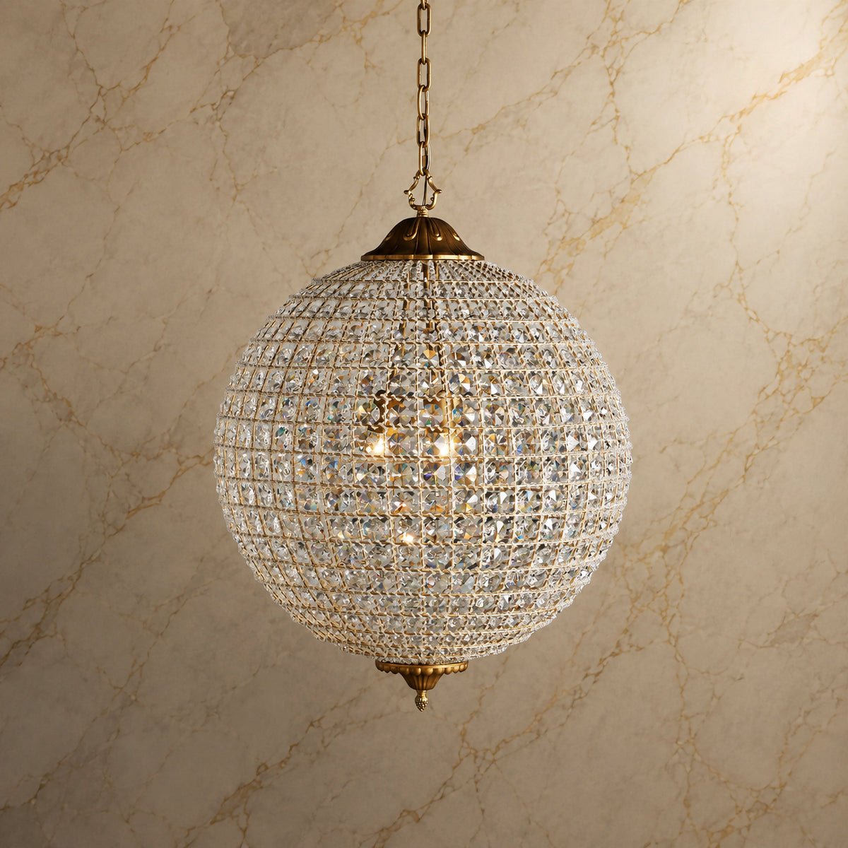 Clarion Crystal Round Chandelier material and construction detail
