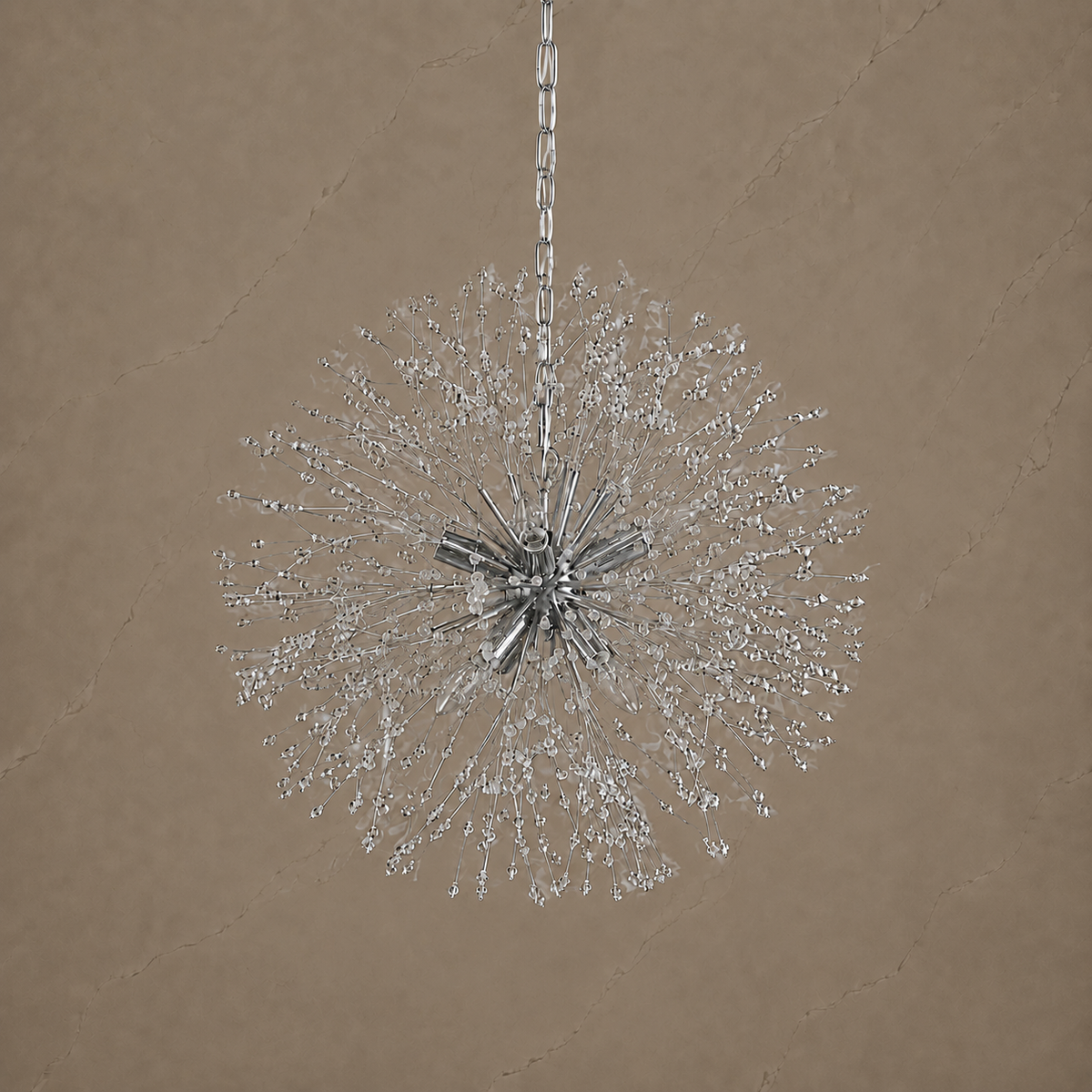 Dandelion crystal round chandelier in Chrome, 9 lights, unlit