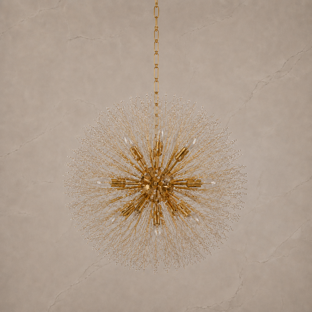Dandelion crystal round chandelier in Gold, 16 lights, unlit