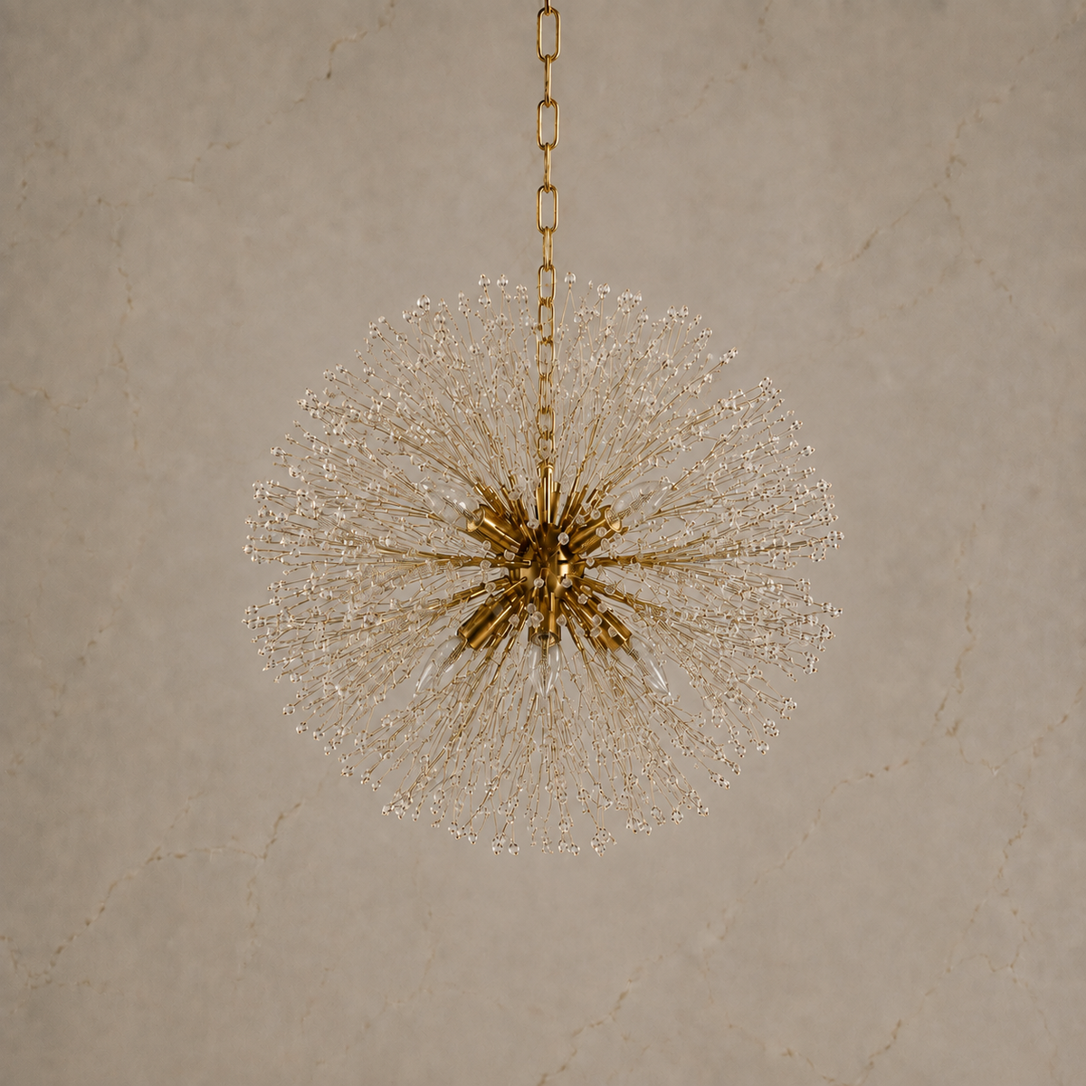 Dandelion crystal round chandelier in Gold, 9 lights, unlit