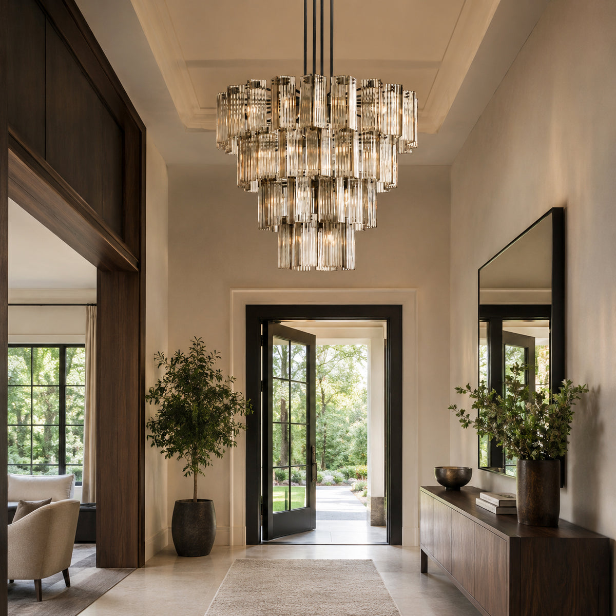 Delsie Gold Glass Round Chandelier