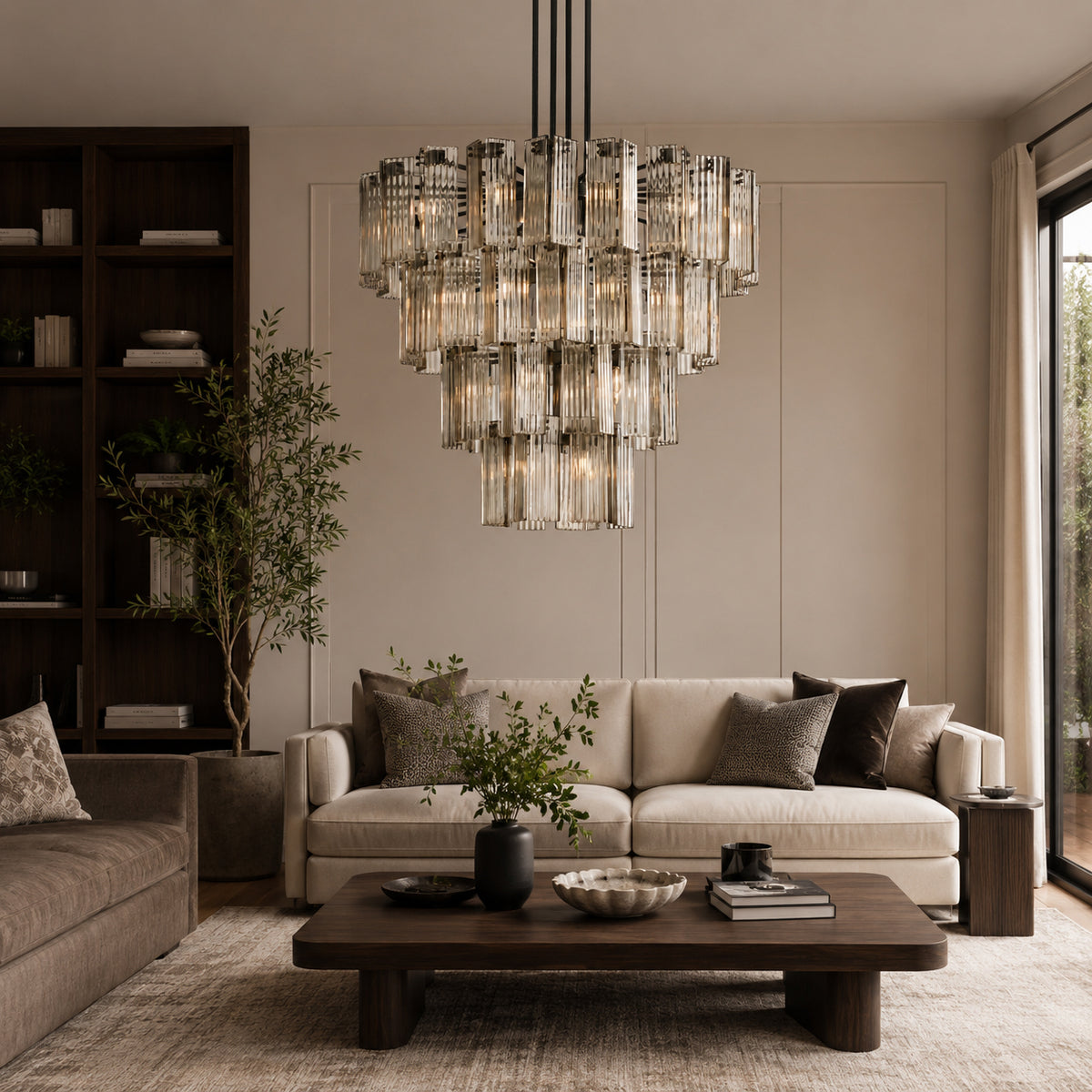 Delsie Gold Glass Round Chandelier