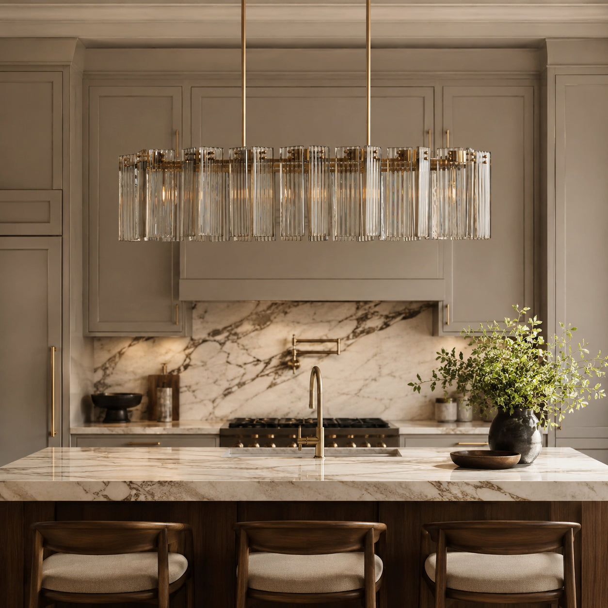 Delsie Glass Oval Chandelier