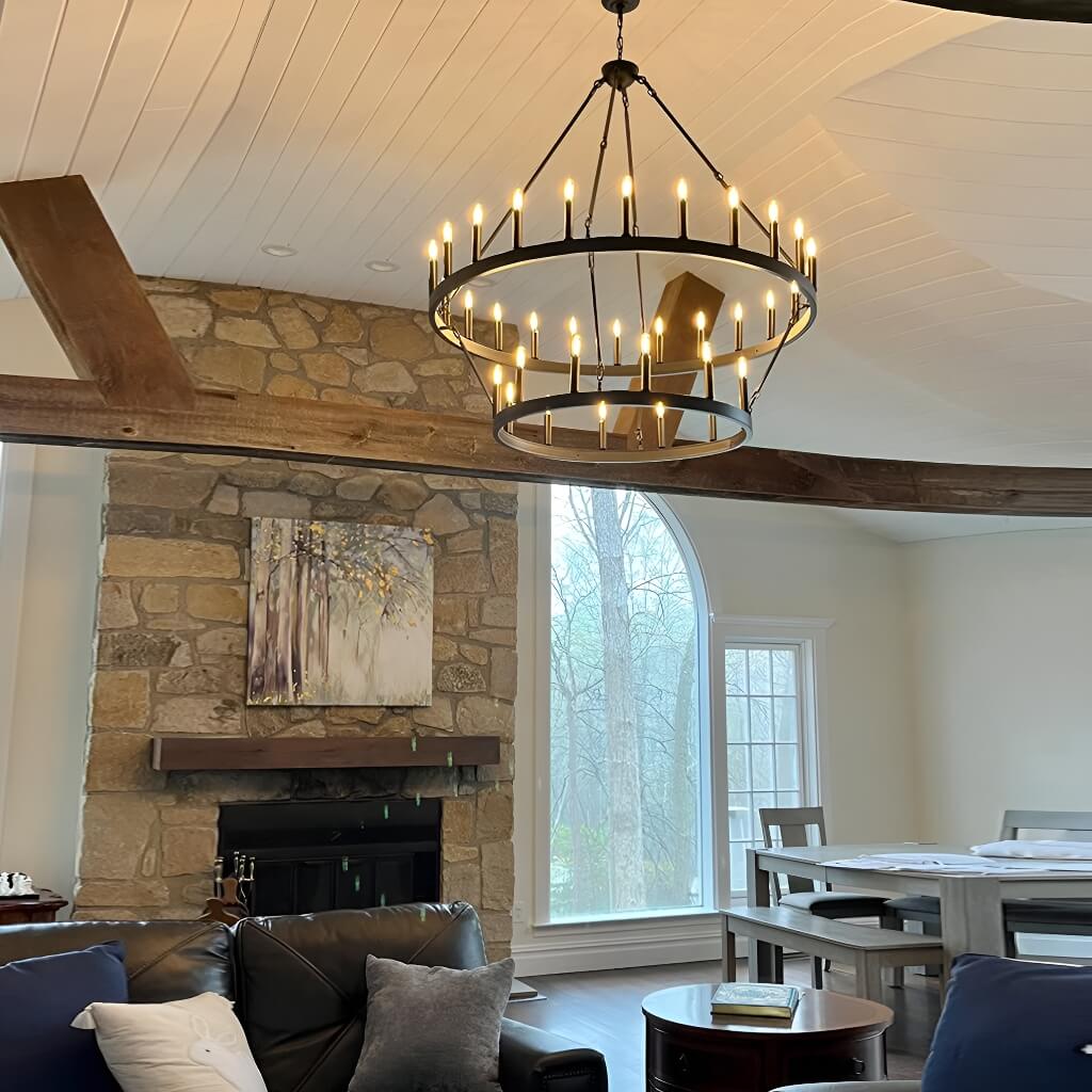 Double-Tier IrChandelier Industrial Rustic Lighting living room-3 | Sofary Lighting