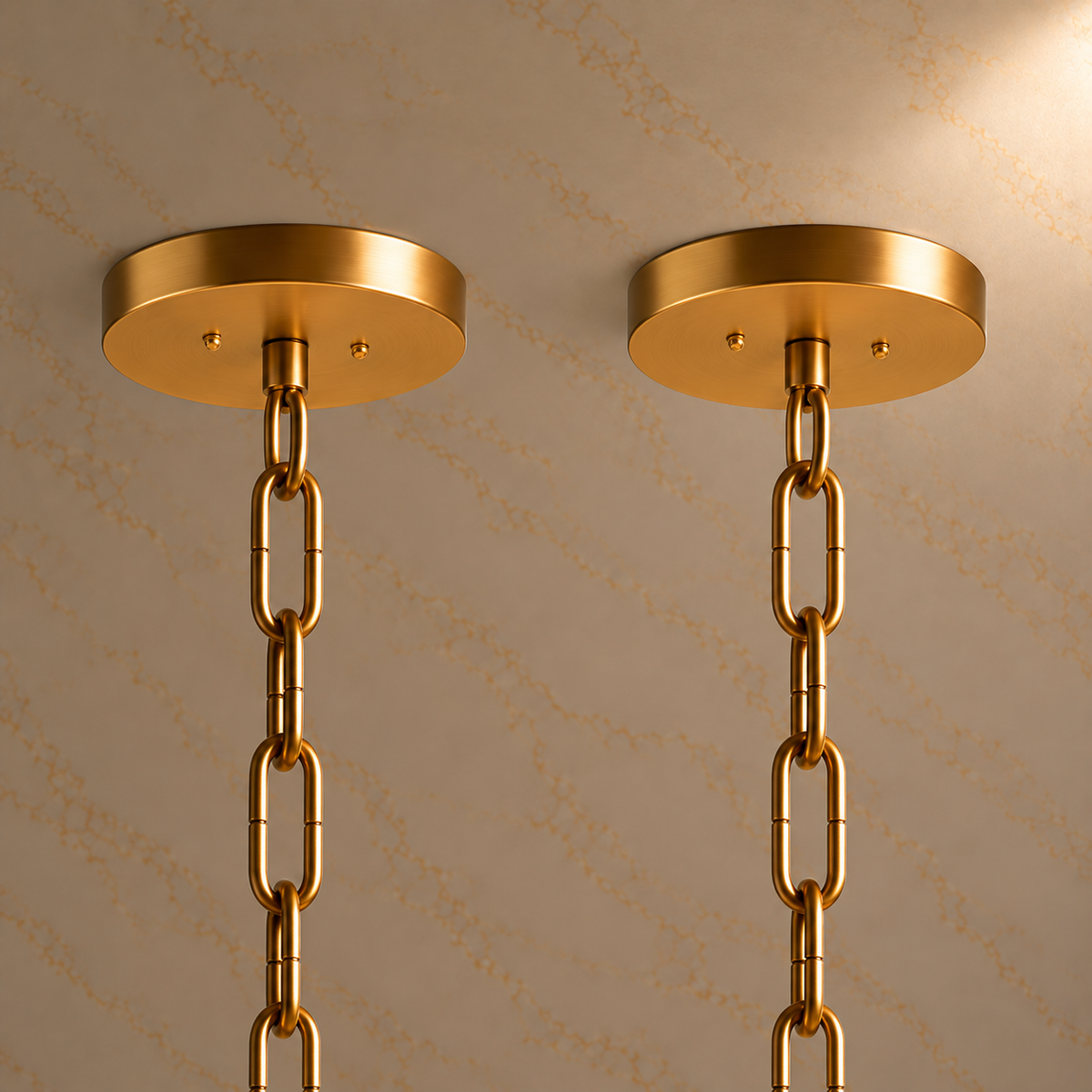 Ellery Linen Tapered Linear Chandelier, gold ceiling canopy detail with reference-matched frame and suspension | CARRA HOME