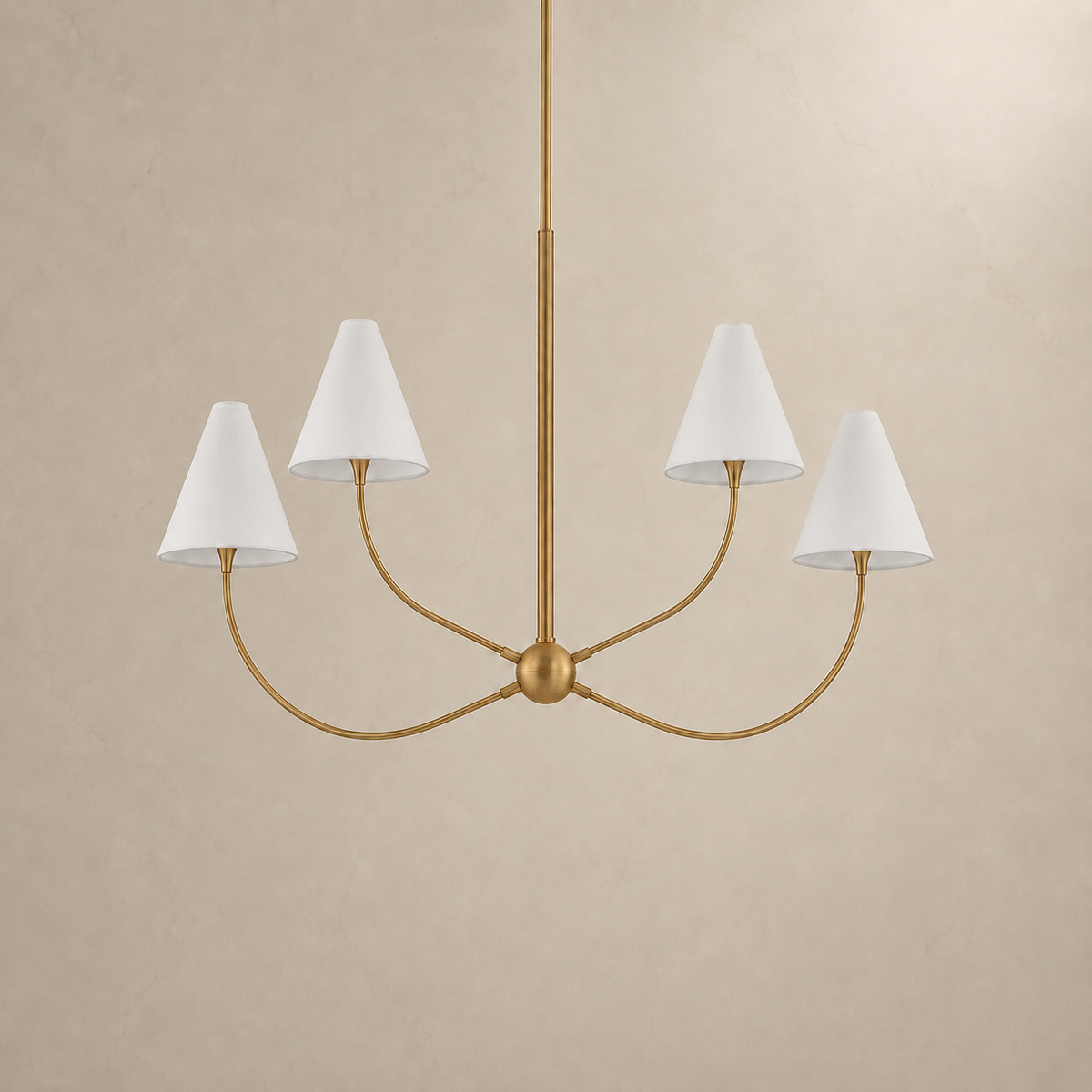 evermore fabric shade chandelier gold light off