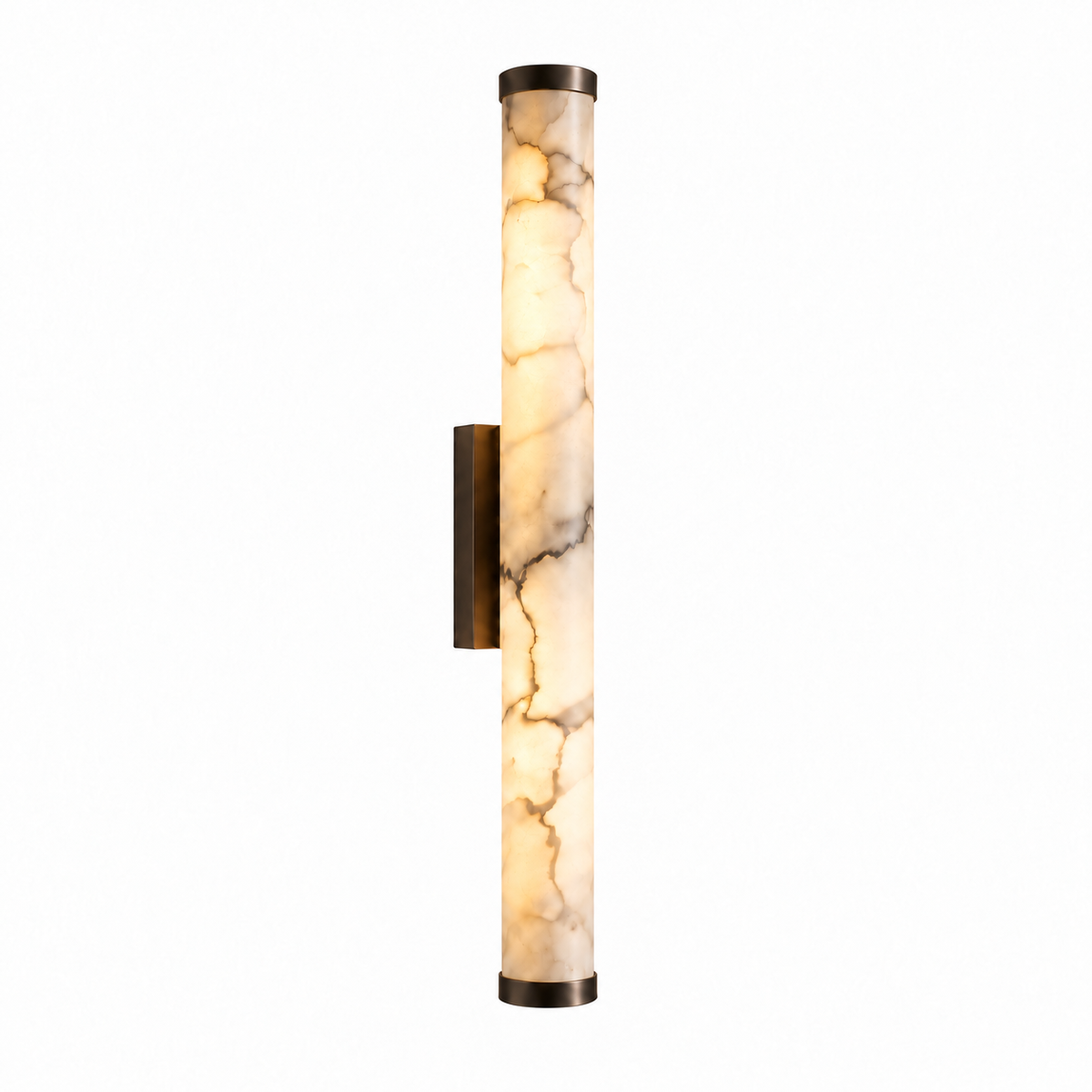 Falynis Alabaster Cylinder Wall Sconce, black, 6 cm diameter × 60 cm high, variant product image | CARRA HOME