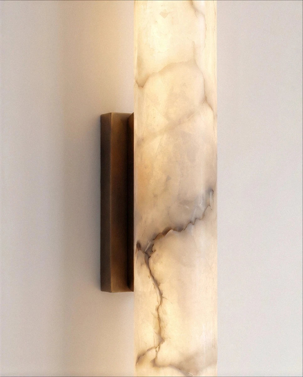 Falynis dark metal wall bracket and alabaster detail | CARRA HOME