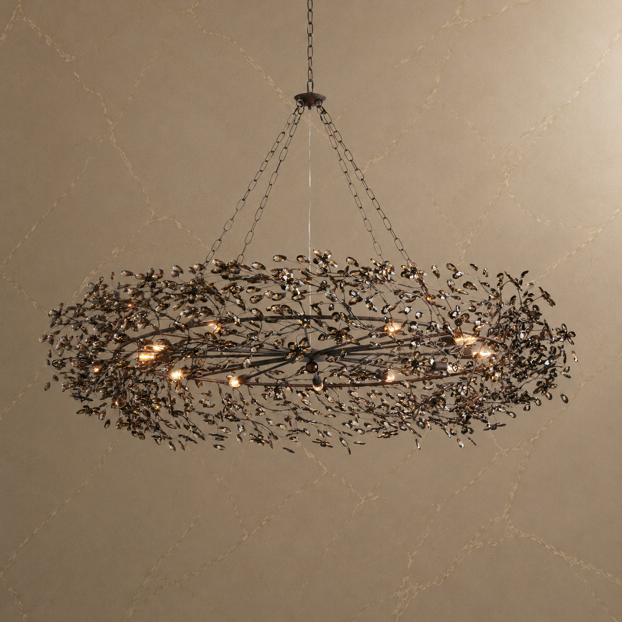 Fiore Black Crystal Crown Chandelier