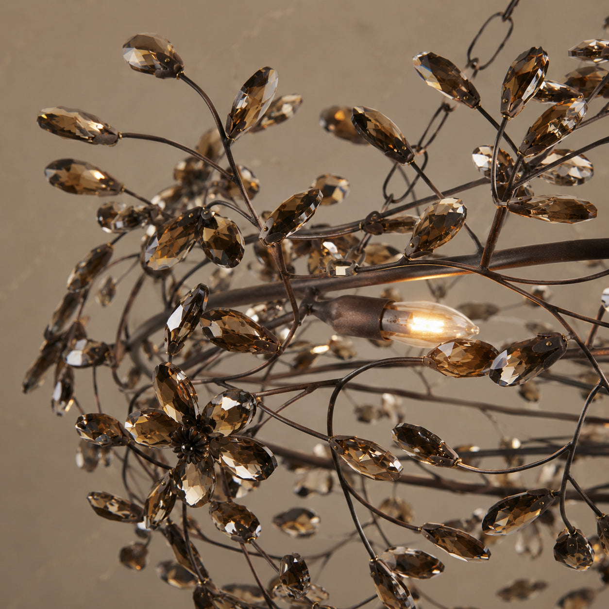 Fiore Black Crystal Crown Chandelier