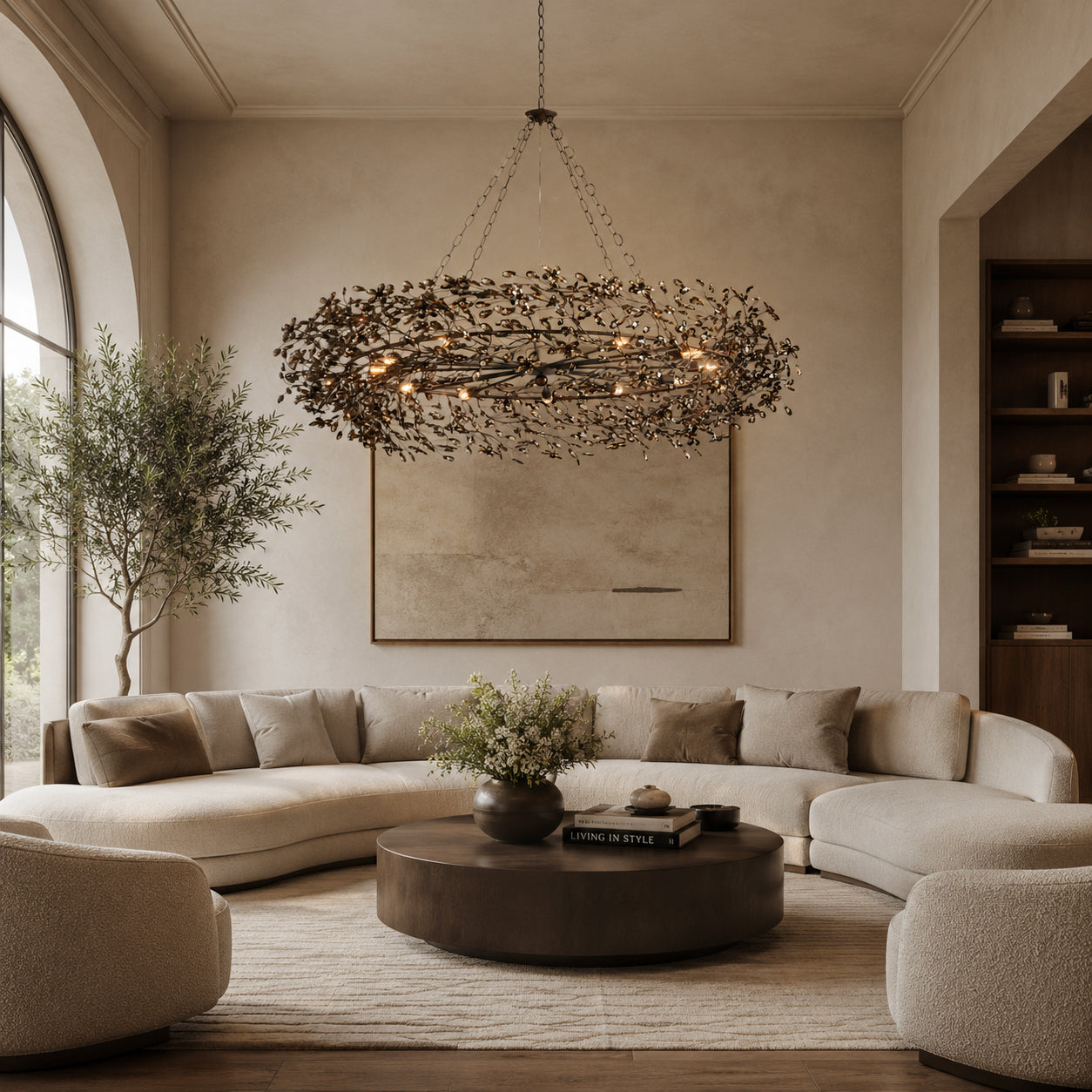 Fiore Black Crystal Crown Chandelier