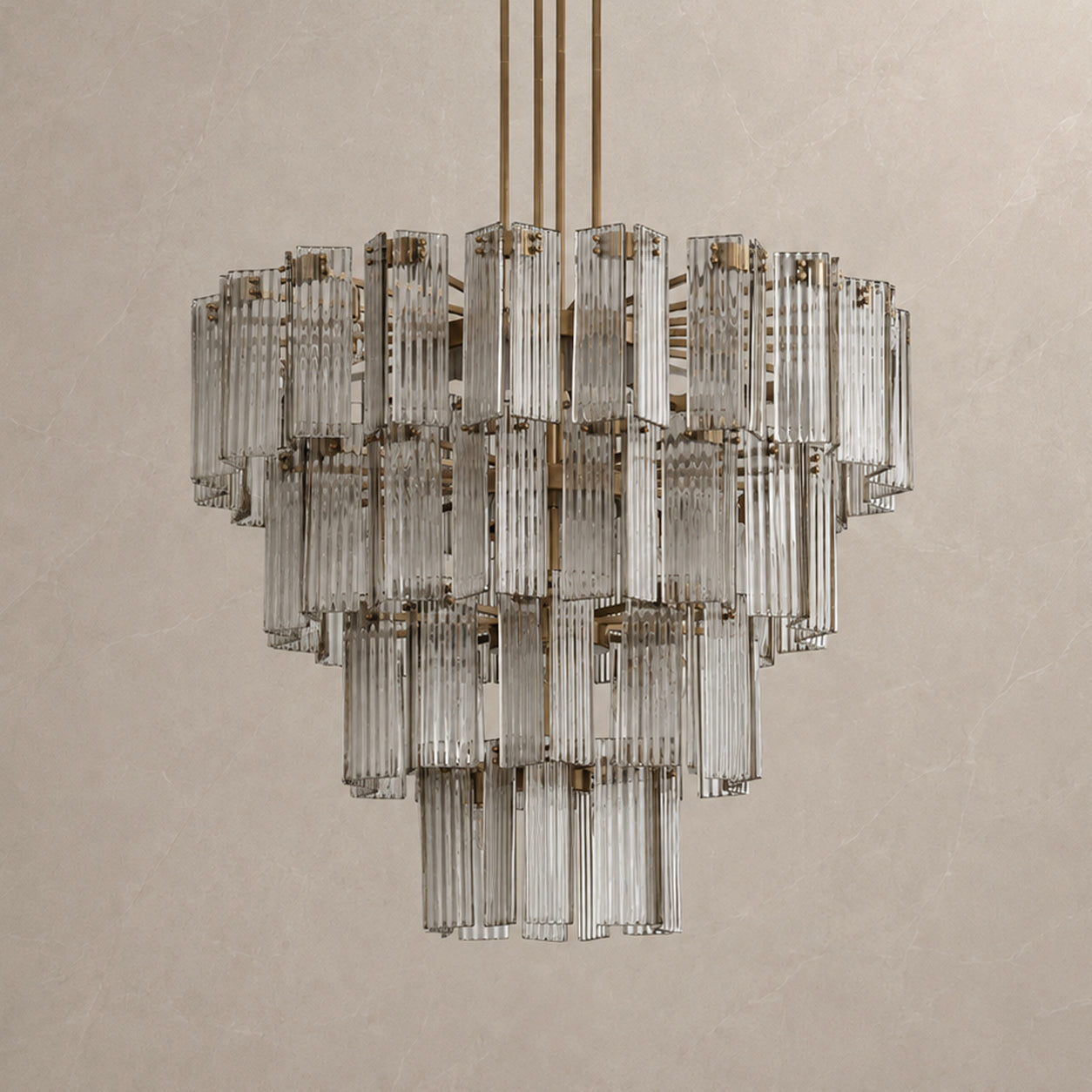 Delsie Gold Glass Round Chandelier