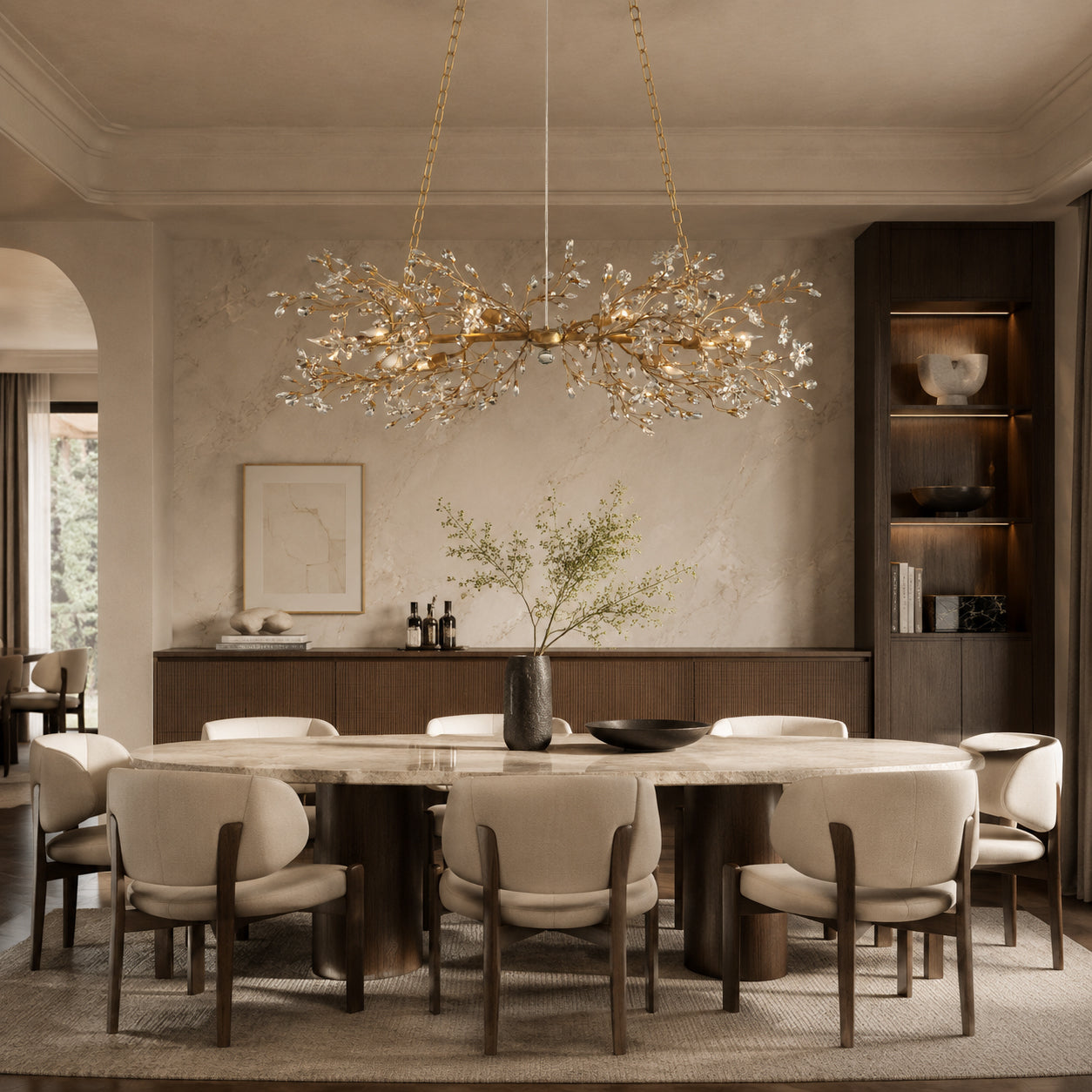 fiore-metal-linear-chandelier-over-dining-table-carra-home-1