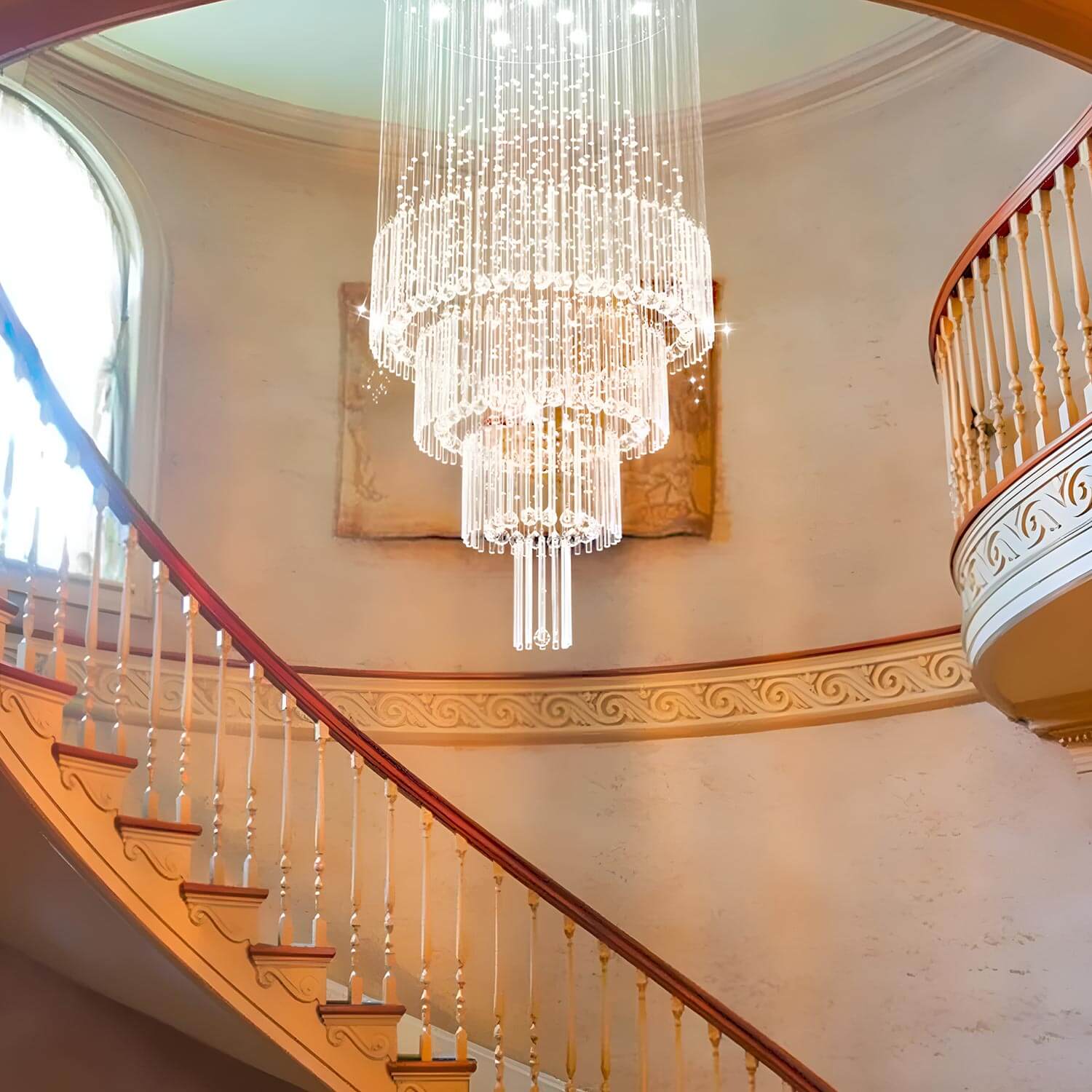 Floating Castle Raindrop Crystal Chandelier For Entryway - Double Layer | Sofary