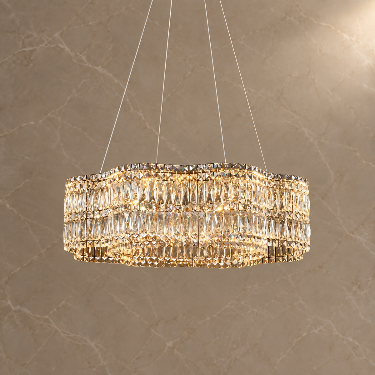 floral crystal chandelier gold 100cm light on