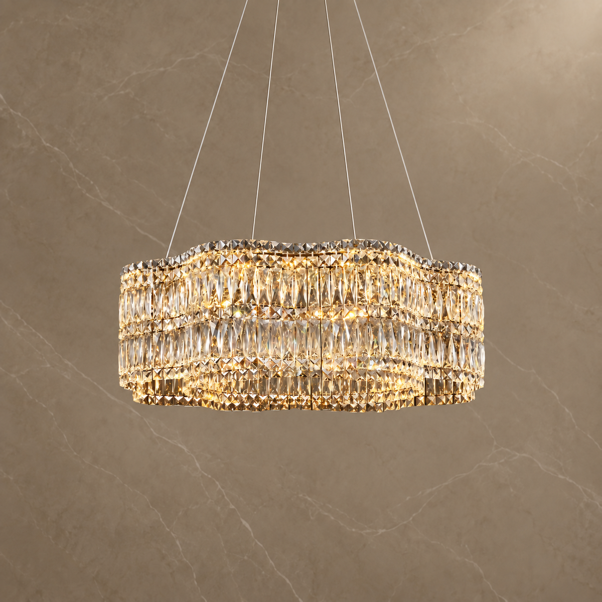 floral crystal chandelier gold 80cm light on