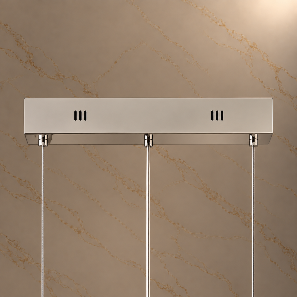 flow crystal linear chandelier chrome 100cm ceiling canopy detail