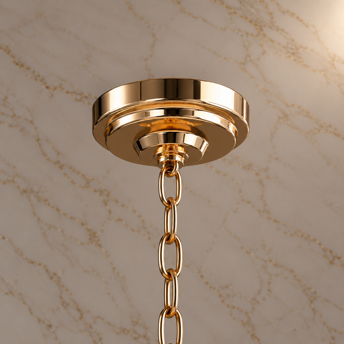 glacier crystal ring chandelier gold ceiling canopy detail