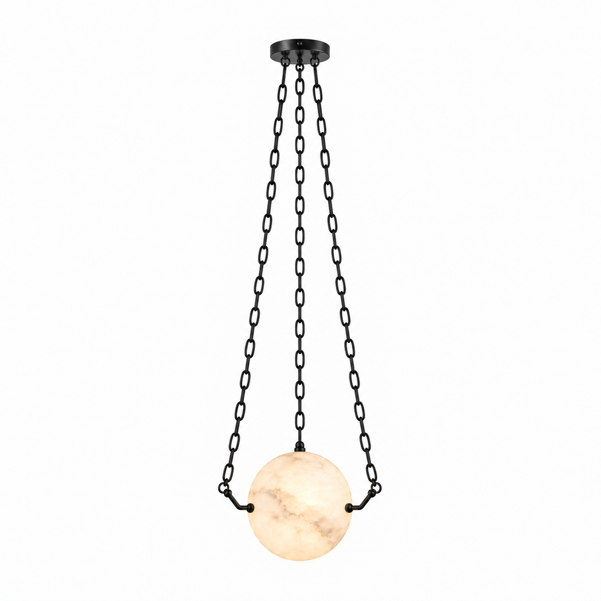 Globus Alabaster Globe Pendant Light black 35 cm complete product view | CARRA HOME