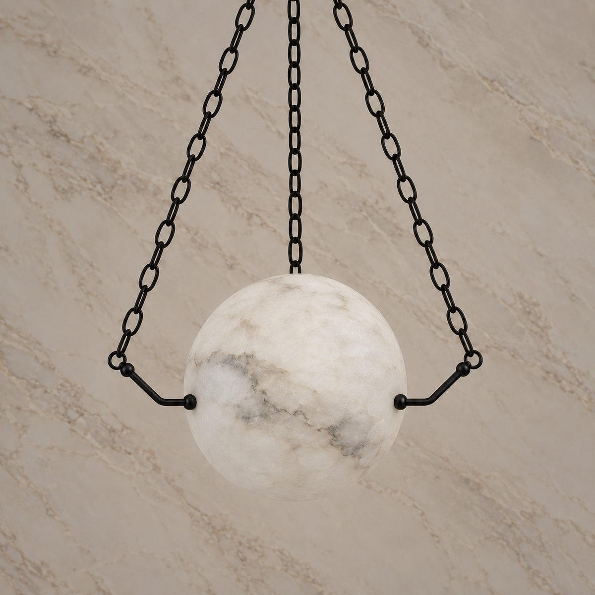 Globus Alabaster Globe Pendant Light black 56 cm light off | CARRA HOME