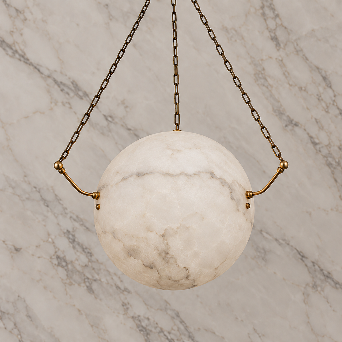 Globus Alabaster Globe Pendant Light copper 56 cm light off | CARRA HOME