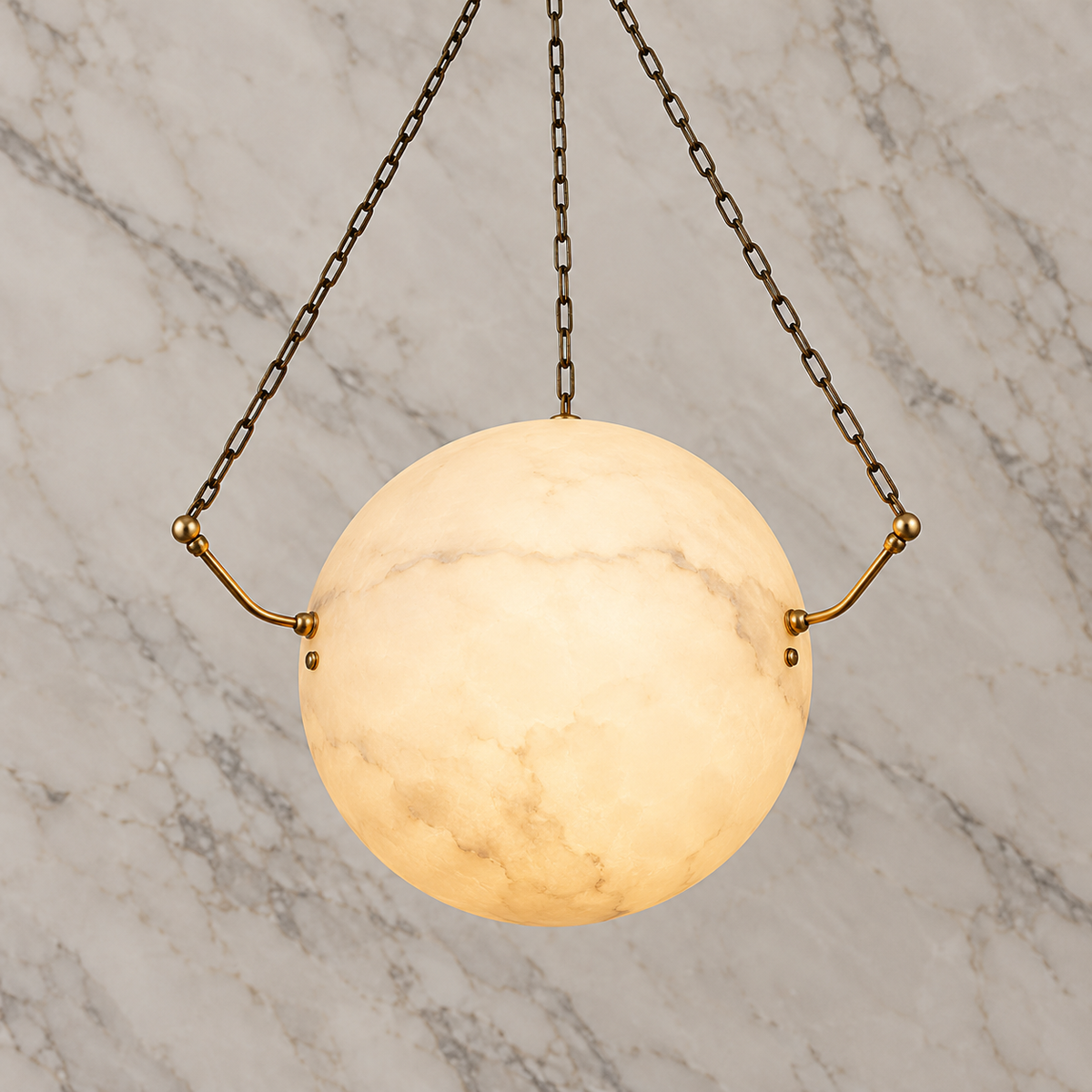 Globus Alabaster Globe Pendant Light copper 56 cm light on | CARRA HOME