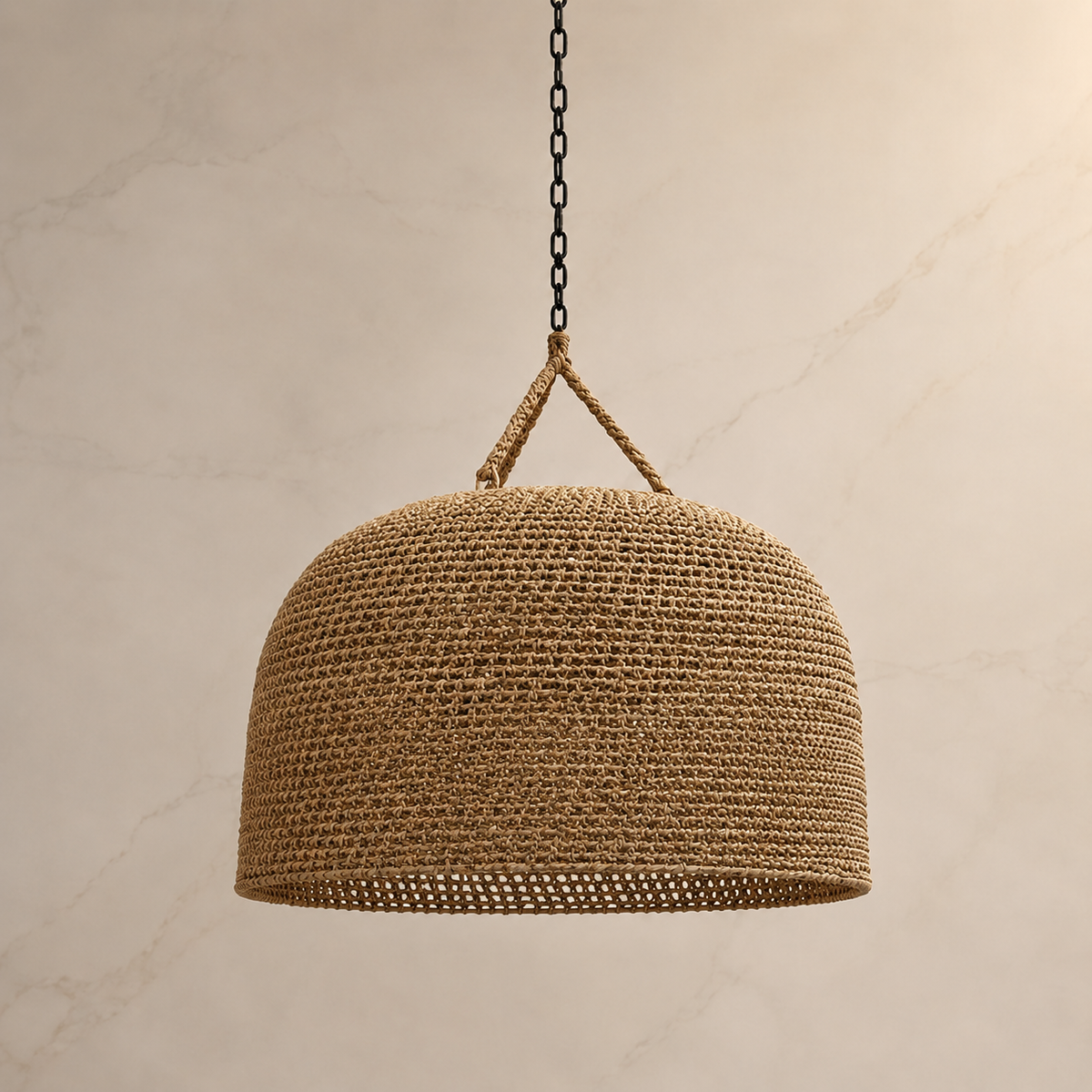 Green Oaks natural woven oversized pendant unlit