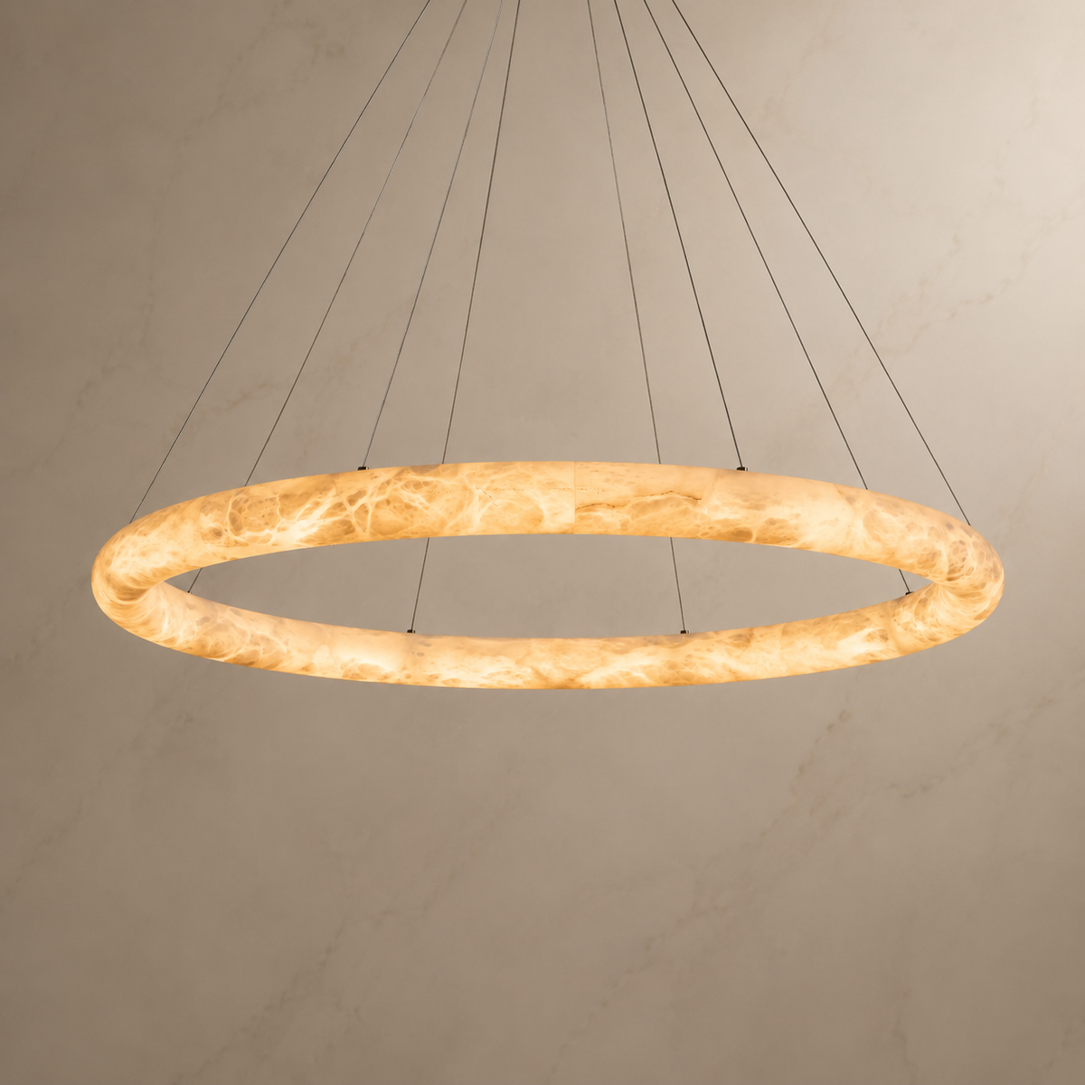 Halima alabaster halo chandelier 47.2 inch light on