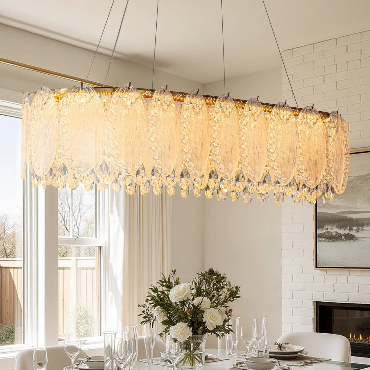 handcrafted-crystal-glass-leaf-oval-chandelier-ch343-Carra Home-lighting
