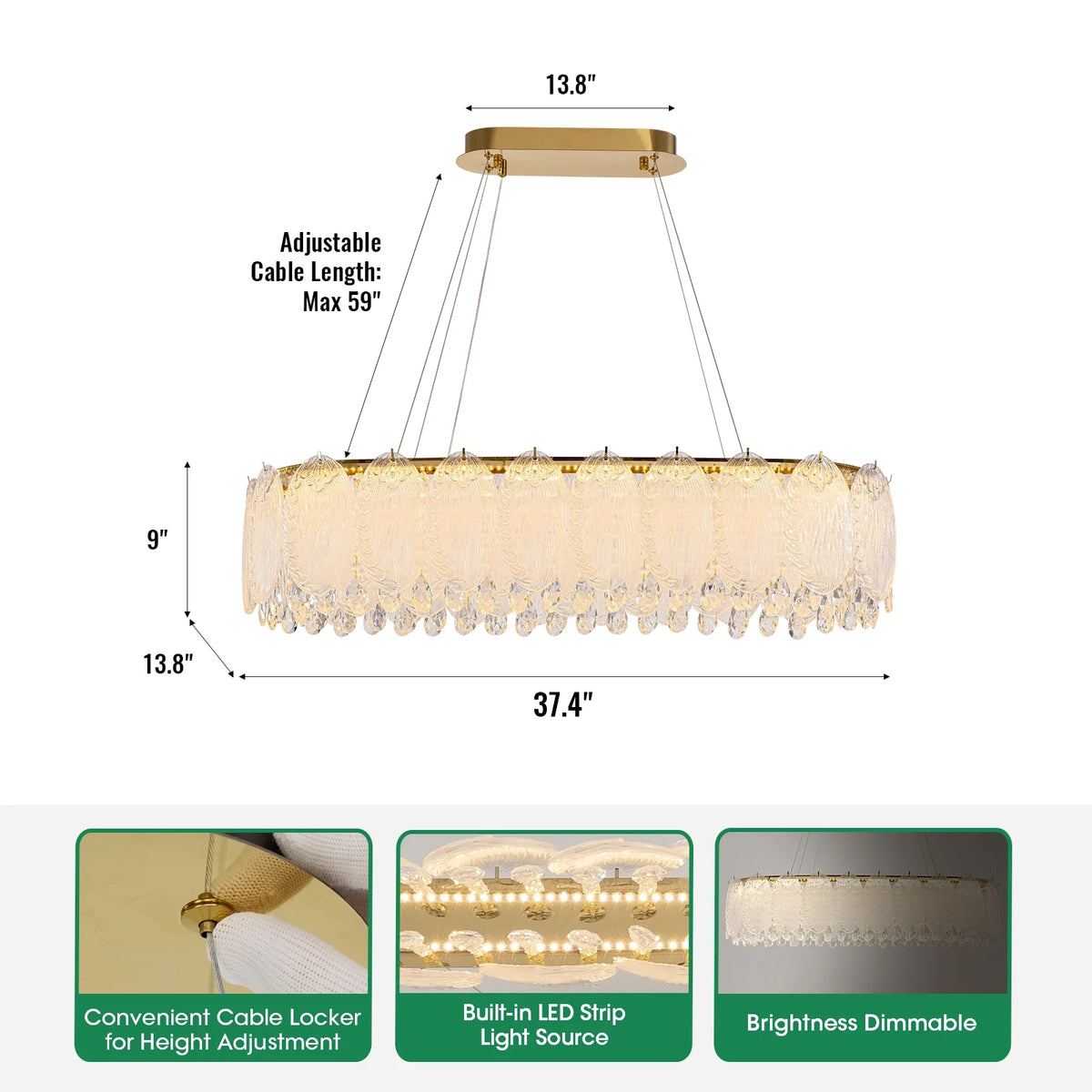 dimension-of-handcrafted-crystal-glass-leaf-oval-chandelier-ch343-Carra Home-lighting