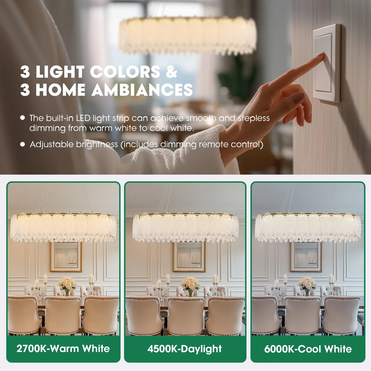 handcrafted-crystal-glass-leaf-oval-chandelier-white-color-adjustable-ch343-Carra Home-lighting
