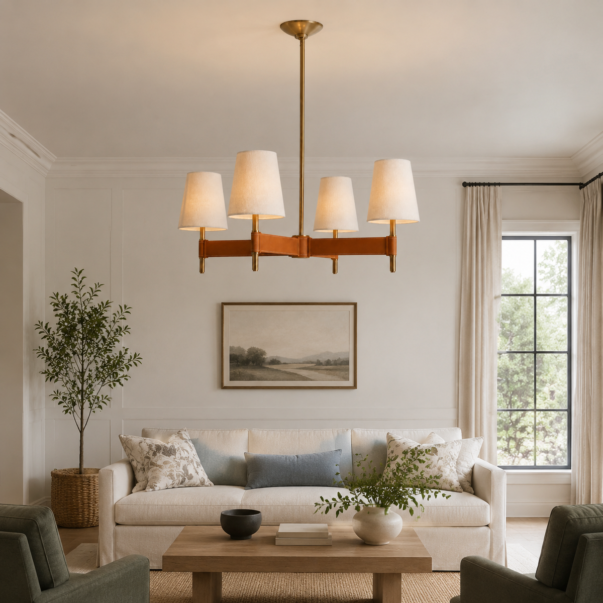 Hastings Leather 4-Light Cross Chandelier 6