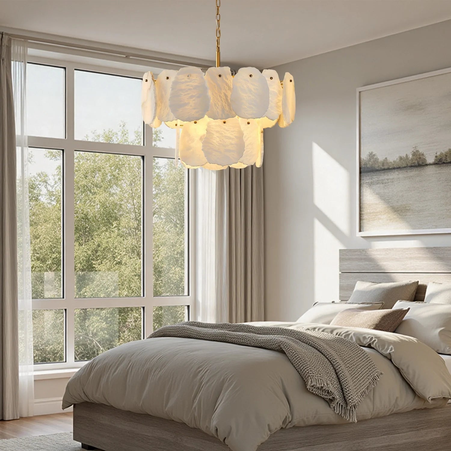 layered-alabaster-round-chandelier-installed-in-bedroom-carra-home