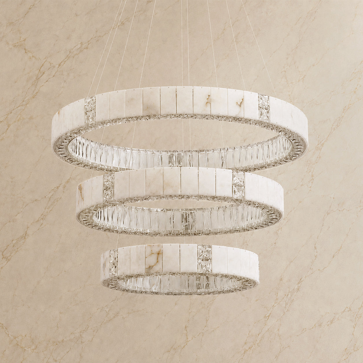 Lumaire Alabaster Multi-Ring Chandelier