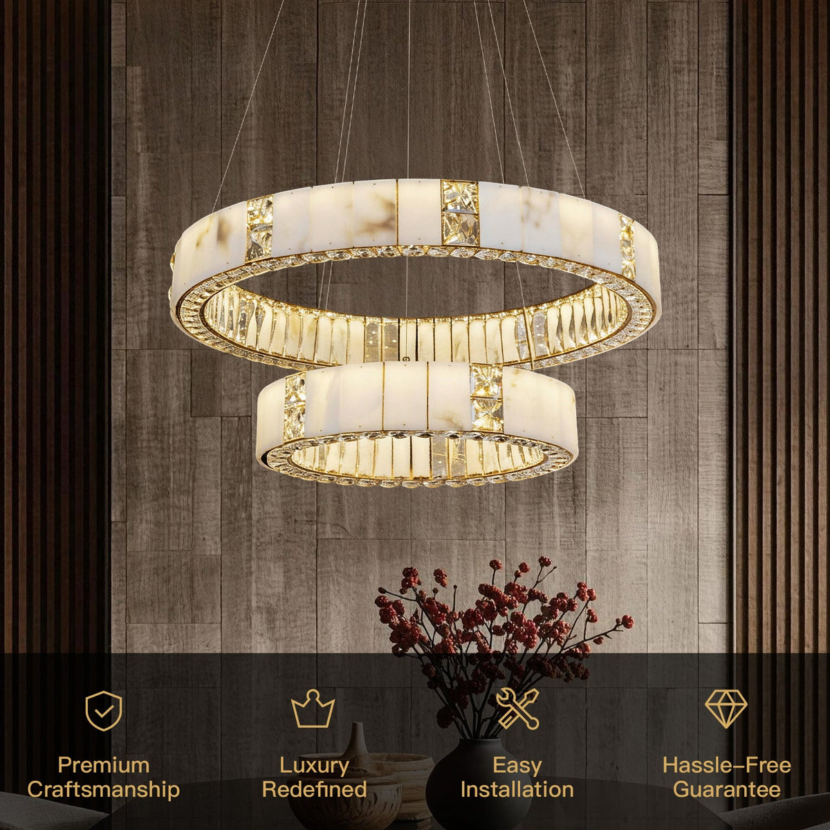 Lumaire Alabaster 2-Tier Ring Chandelier product view 04