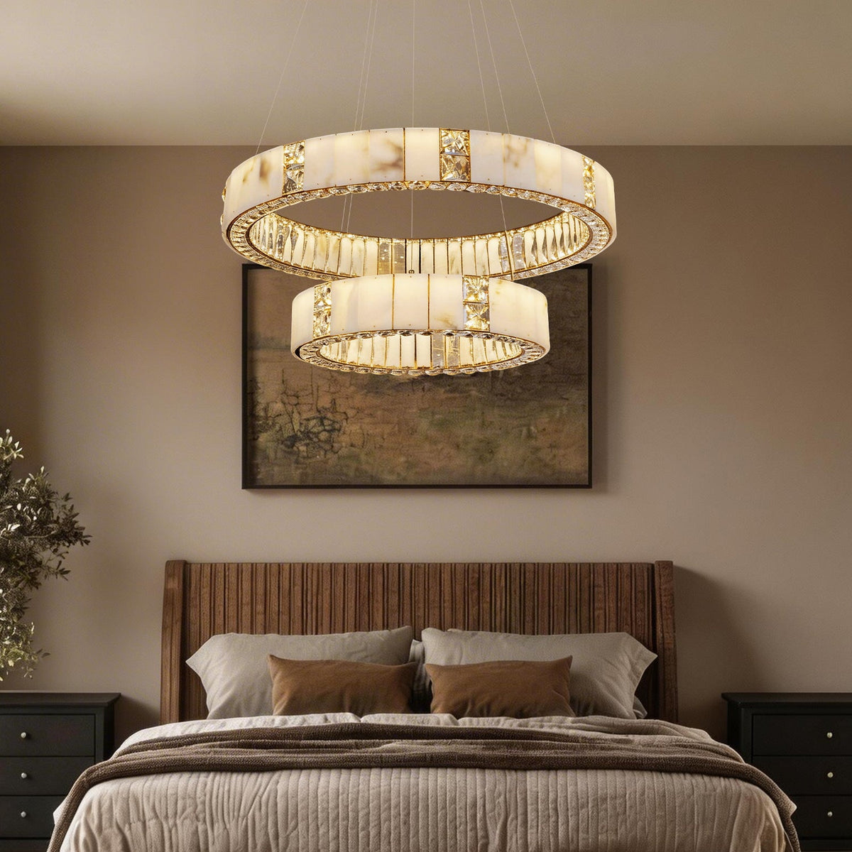 Lumaire Alabaster 2-Tier Ring Chandelier product view 08