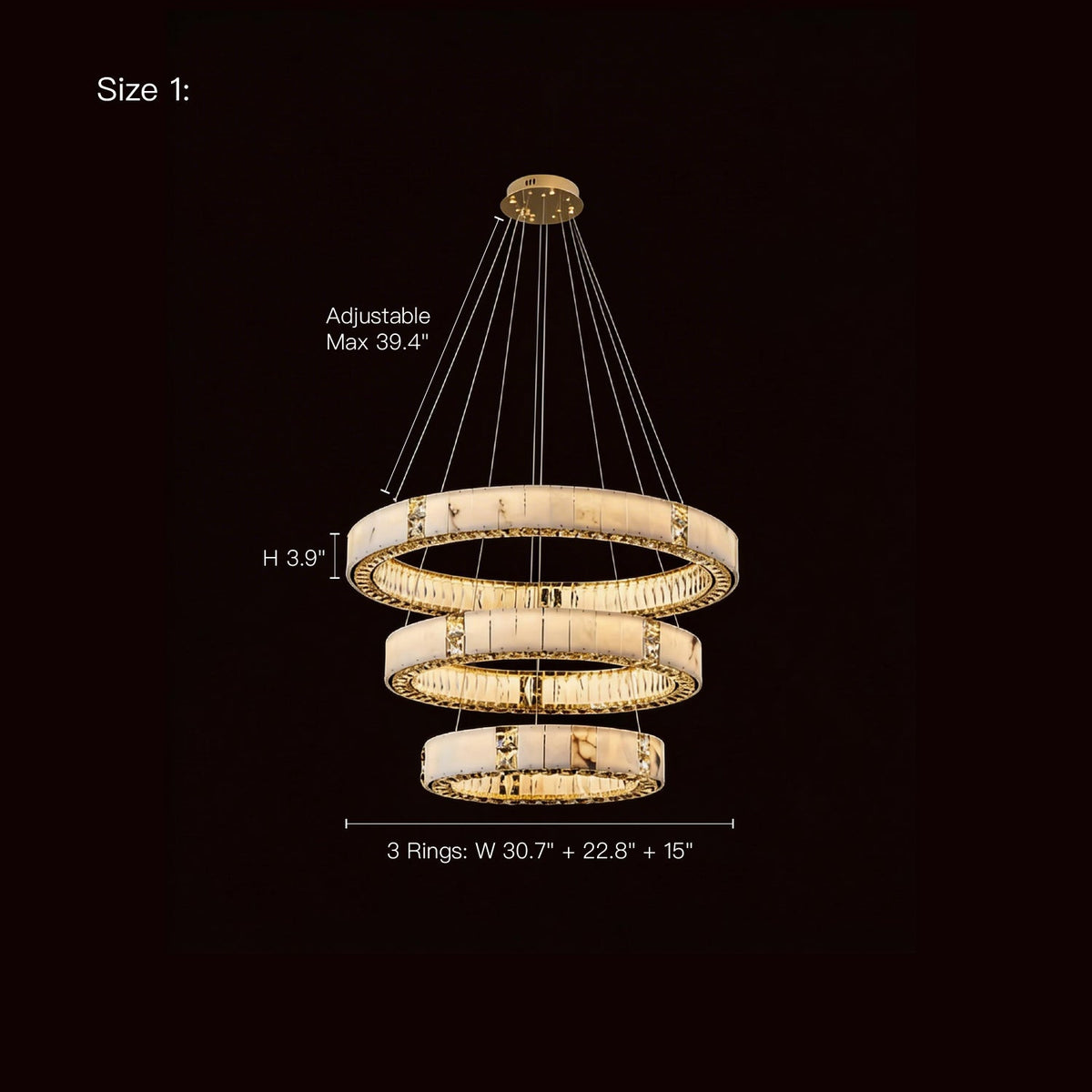 Lumaire Alabaster Multi-Ring Chandelier product view 12
