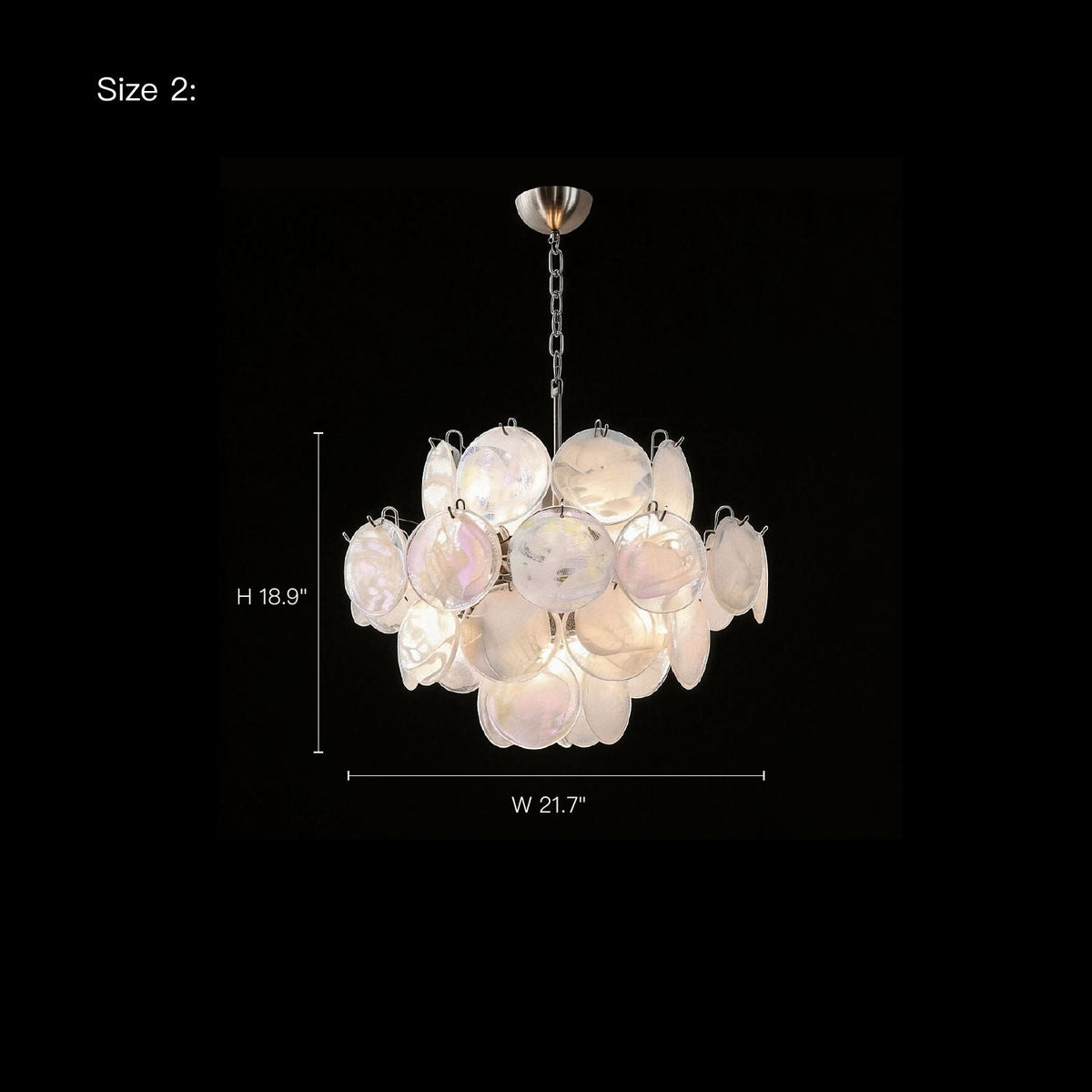Luna Artistic Nordic Moonlight White Acrylic Petal Three-Color Eye-Care Chandelier — Size 2: H 18.9”, W 21.7” — ideal for larger rooms like living rooms or dining areas needing broader illumination | Carra Home