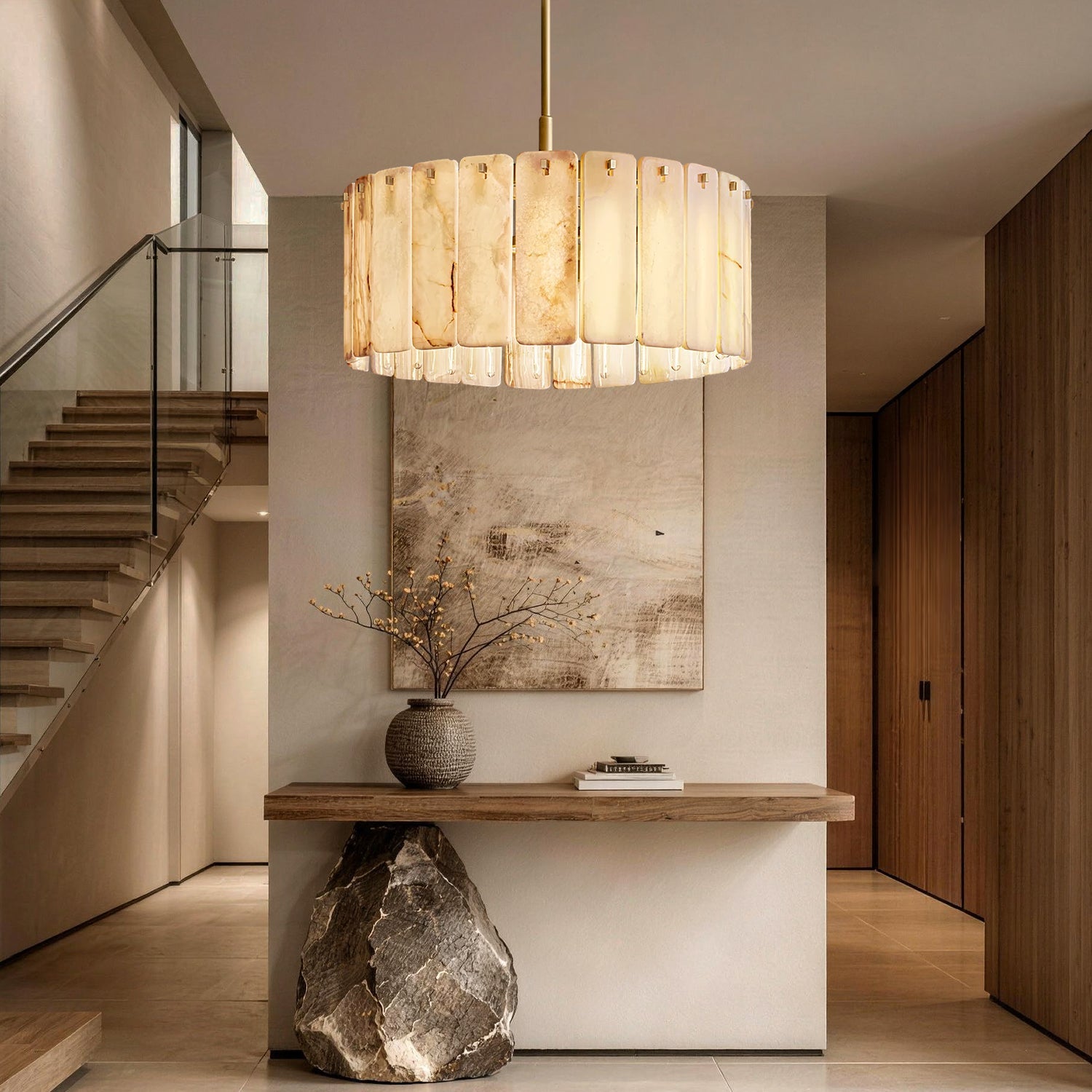 lunareth-modern-luxury-gold-alabaster-drum-chandelier-ladder-carra-home