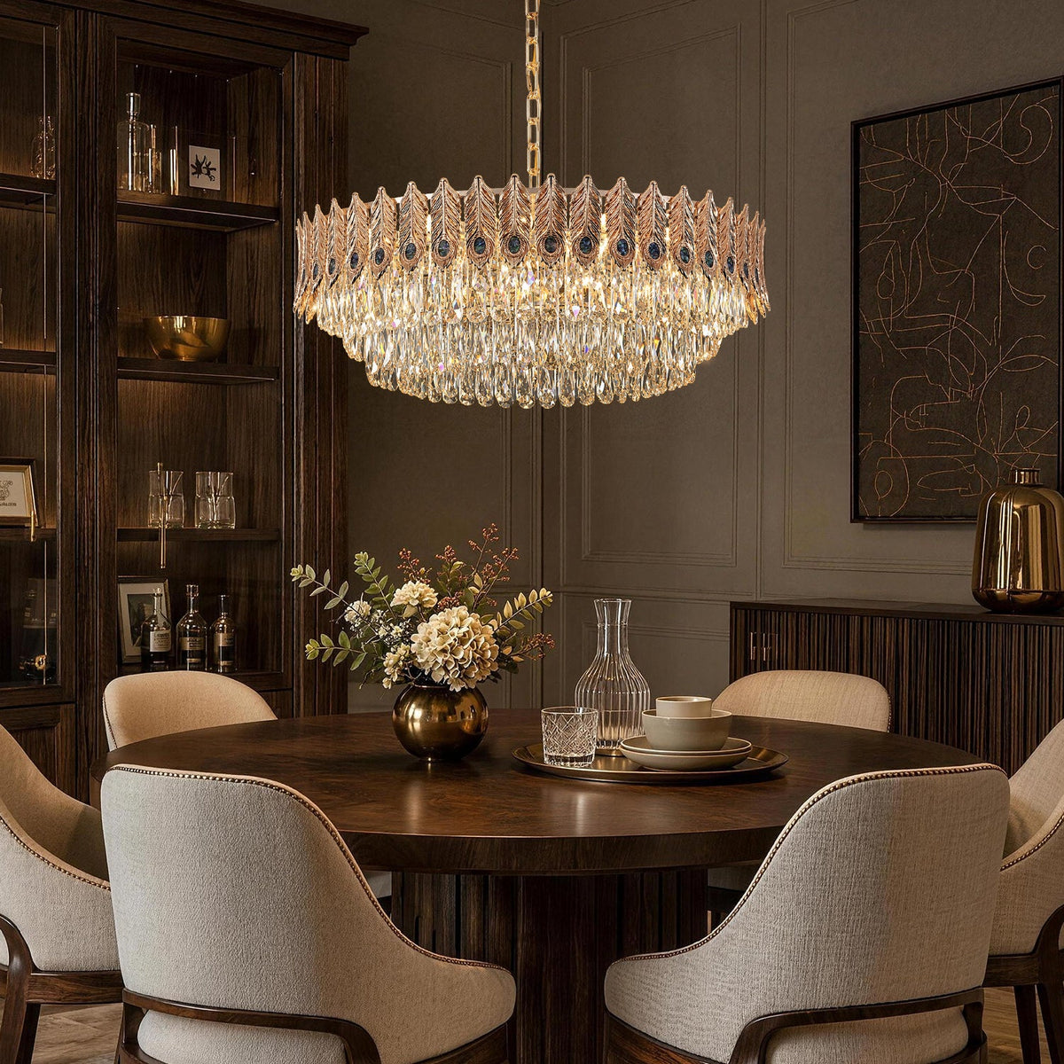 lunavia-modern-luxury-gold-crystal-leaf-ring-chandelier-dining-room-Carra Home-lighting
