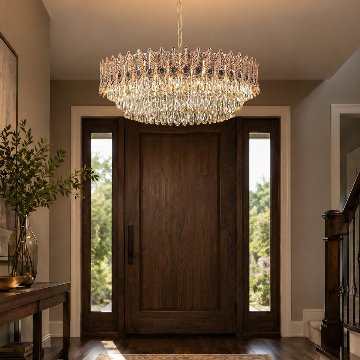 lunavia-modern-luxury-gold-crystal-leaf-ring-chandelier-foyer-Carra Home-lighting