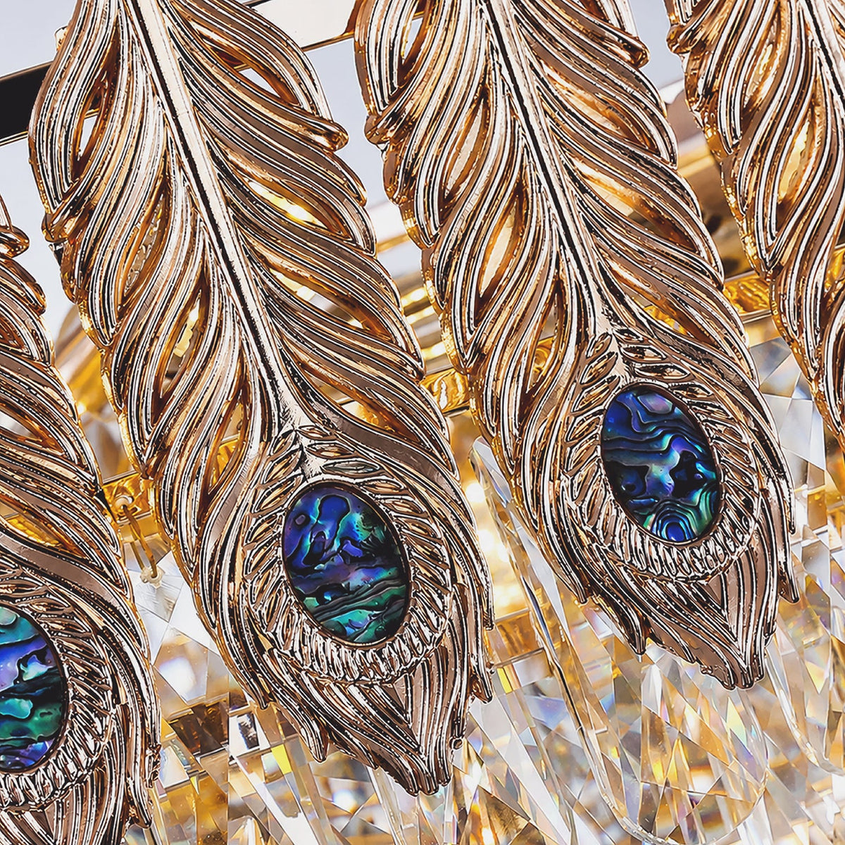 lunavia-modern-luxury-gold-crystal-leaf-ring-chandelier-texture-details-Carra Home-lighting