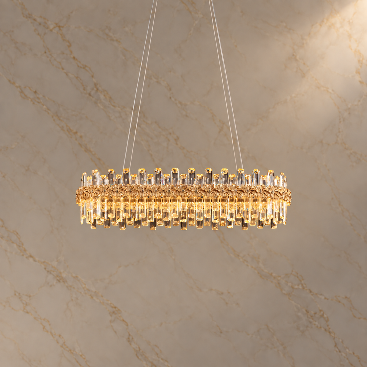 lustre crystal chandelier gold 100cm light on