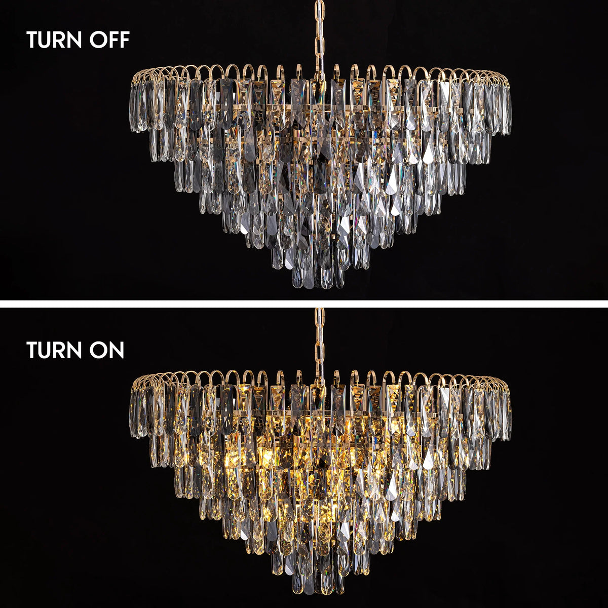 luxury-gold-crystal-tiered-chandelier-light-effect-Carra Home-lighting