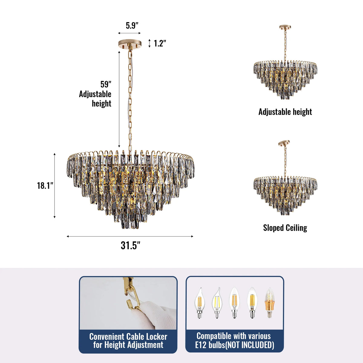 dimension-of-luxury-gold-crystal-tiered-chandelier-Carra Home-lighting