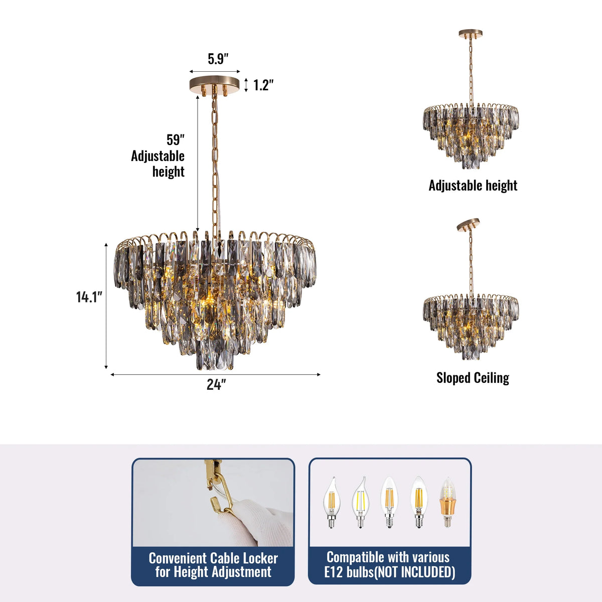 dimension-of-luxury-gold-crystal-tiered-chandelier-Carra Home-lighting