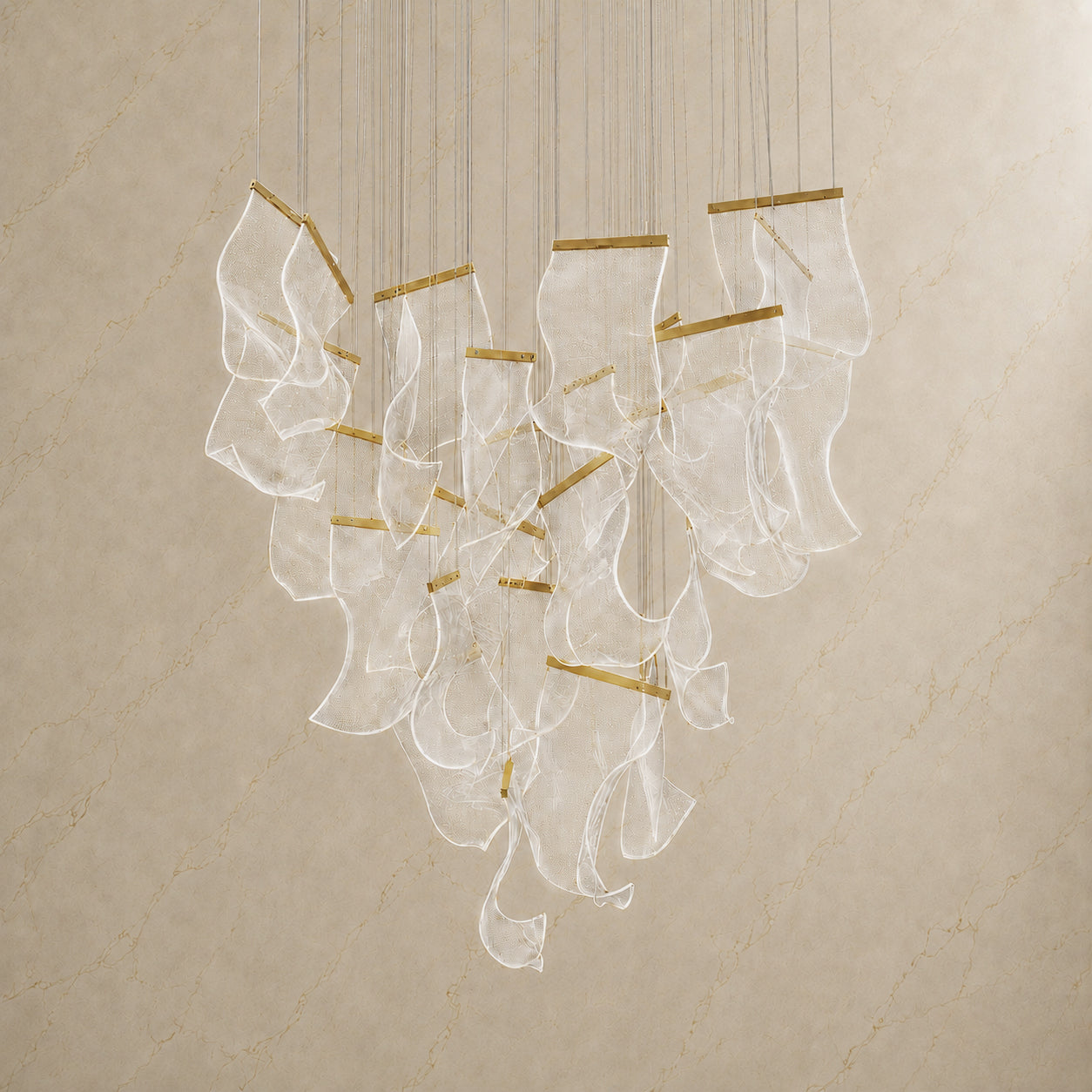 Lyra Ripple Glass Sheet Chandelier