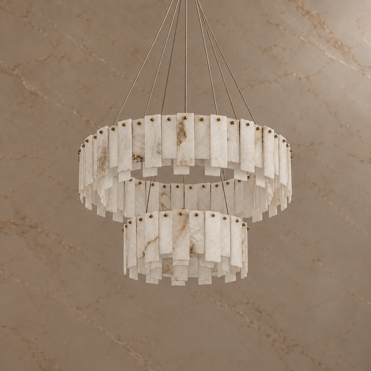 maren alabaster double ring chandelier gold 80cm light off