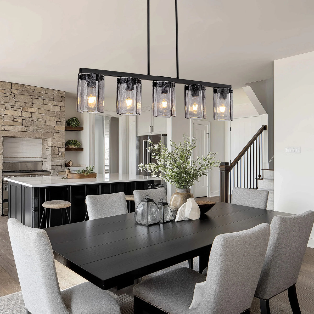 minimalist-smoked-glass-linear-chandelier-Carra Home-lighting