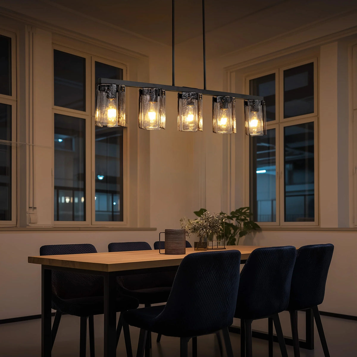 minimalist-smoked-glass-linear-chandelier-Carra Home-lighting